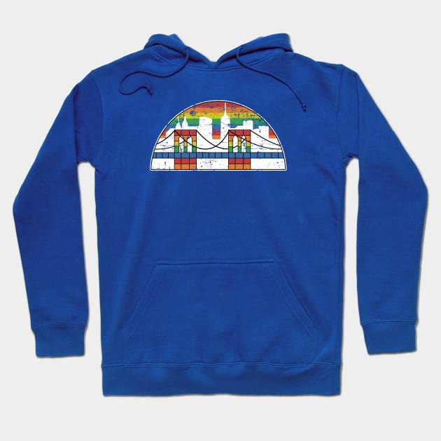 Brooklyn Nets Concept Logo Rainbow Skyline Pride NBA Vintage Distressed Brooklyn Nets Hoodie TeePublic